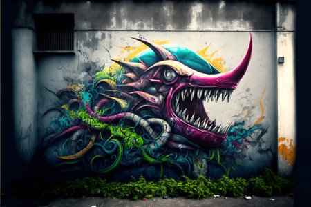 Graffiti art, digital illustration painting artwork, abstract background