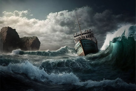 The seas, digital illustration painting artwork, scenery backgroundの写真素材