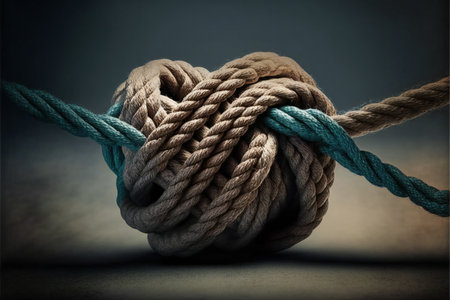 Rope held together by a last strand ready to snap, business, metaphors
