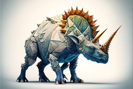 Triceratops dinosaur on white background, animals, reptiles & amphibiansの写真素材