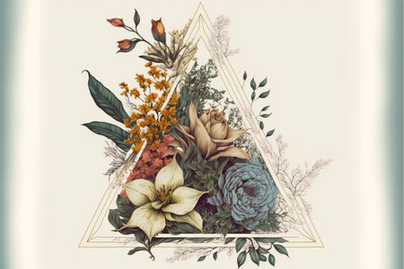 Triangle shapes line on flowers frame, nature, flowers & gardensの写真素材