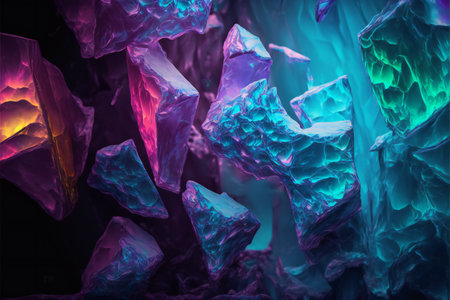 Beautiful multicolored glow ice texture, abstract, colorsの写真素材