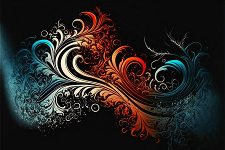 Tribal art tattoo border, creative digital illustration, hand drawn & artisticの写真素材