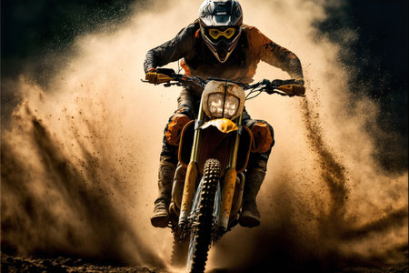 Digital painting dirt bike, creative digital illustration, sportsの写真素材