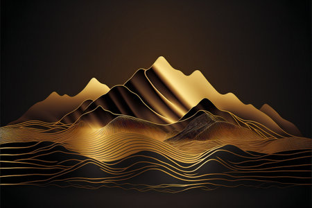 Landscape wallpaper design with golden mountain, nature, mountainsの写真素材