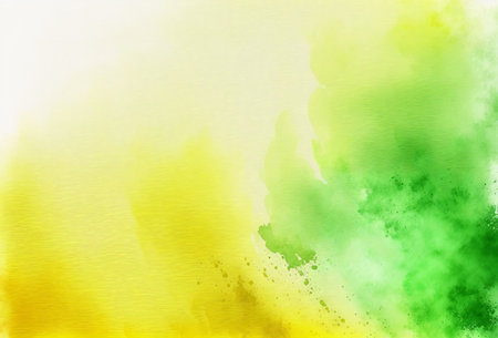 Yellow and green watercolor for spring, abstract, colorsの写真素材