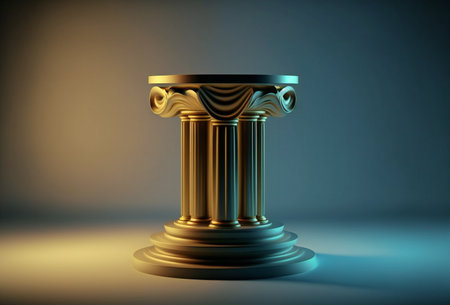 Beautiful luxury pedestal champion cup, digital illustration artwork, sportsの写真素材