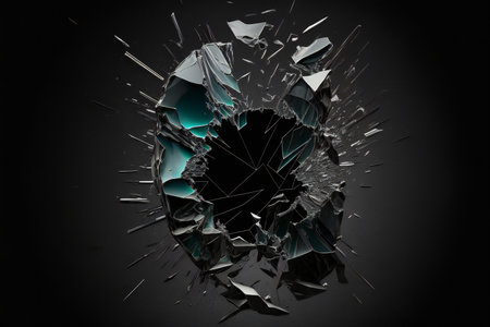 Broken glass on black background, abstract, uniqueの写真素材