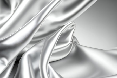 White gray satin texture that is white silver fabric, abstract, texturesの写真素材