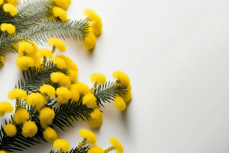 Spring mimosa flowers on white spring season, nature, flowers & gardensの写真素材