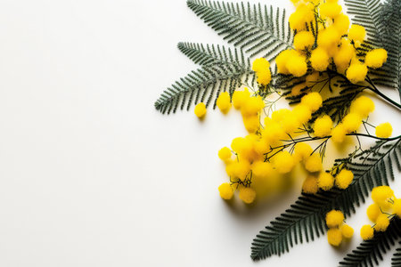 Spring mimosa flowers on white spring season, nature, flowers & gardensの写真素材