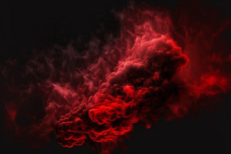 Red smoke on black background, abstract, backgroundsの写真素材