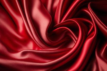 Red satin or silk fabric, creative digital illustration, abstract, texturesの写真素材