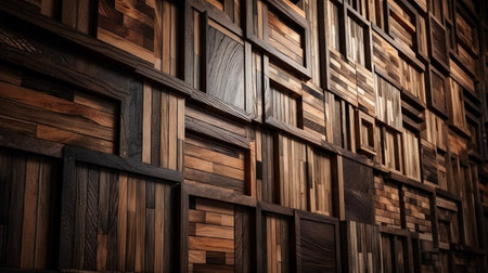 Wooden wall made of wood planks.の素材