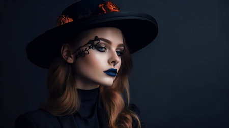 Digital painting a girl with skull make up, people, cosmetic & makeupの素材