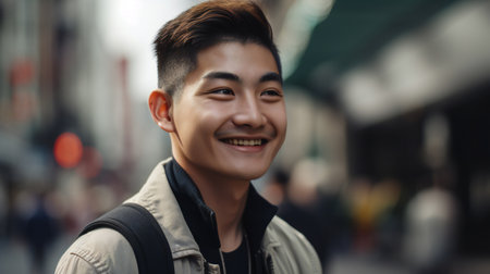 Digital painting young man smiling confidently, people, portraitsの素材