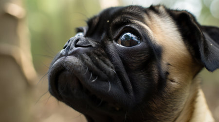Closeup pug dog, digital illustration artwork, animals, petsの素材