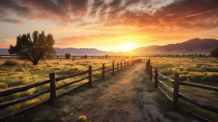 Picturesque landscape, digital illustration artwork, nature, landscapesの素材