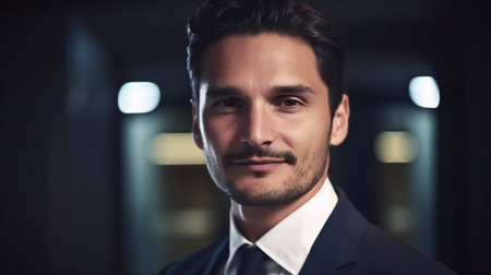 Digital painting portrait of a handsome ceo smiling, people, portraitsの素材