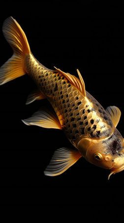 Golden koi fish, digital illustration artwork, animals, marine lifeの素材