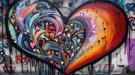 Graffiti paiting, digital illustration artwork, abstract, loveの素材