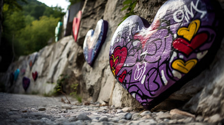 Graffiti paiting, digital illustration artwork, abstract, loveの素材