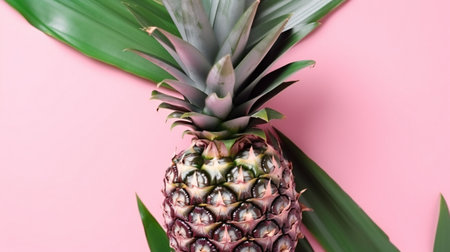 Pineapple on pastel pink summer concept, nature, fruits & vegetablesの素材