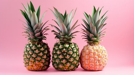 Pineapple on pastel pink summer concept, nature, fruits & vegetablesの素材