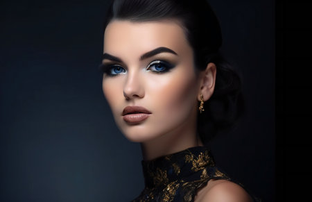 Digital painting beautiful woman with luxury makeup, people, portraitsの素材