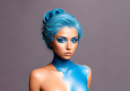 Digital painting sexy woman body painting art, people, cosmetic & makeupの素材