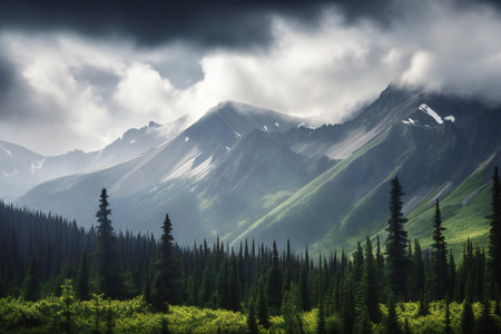 Clouds over mountains in alaska, nature, mountainsの素材