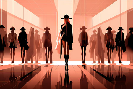 Fashion show minimalism art style, clothing & accessoriesの素材