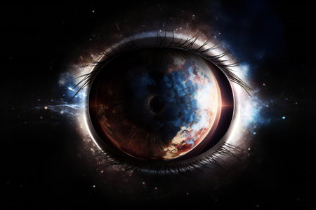 Open eye in space high quality, abstract, planetariumの素材