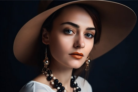 Digital painting young beautiful fashionable woman, clothing & accessoriesの素材