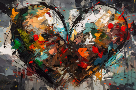 Hands in shape of love heart expressionist, abstract, loveの素材