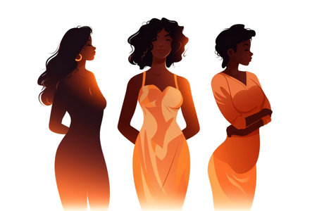 Positivity concept woman with confidence, hand drawn & artisticの素材