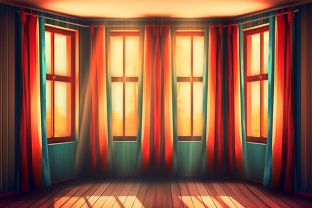 Striped wallpaper and window in empty room, arts & architecture, indoorの素材