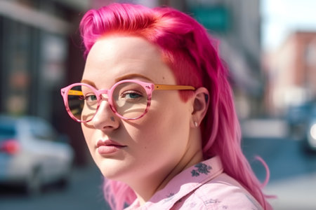 Digital painting plus size positive woman walking, people, diversityの素材