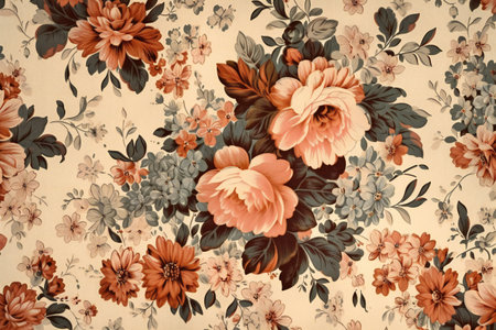 Vintage wallpaper with flowers high quality, nature, flowers & gardensの素材