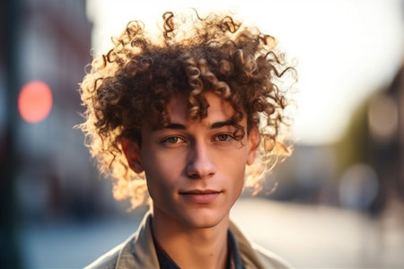 Digital painting portrait of handsome freckled smiling, people, portraitsの素材