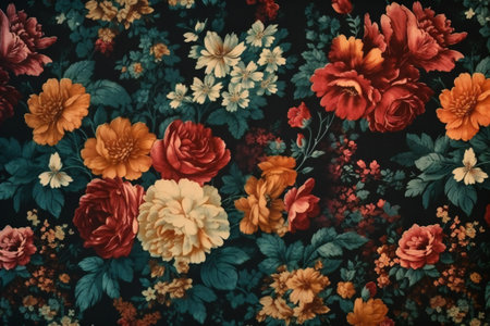 Vintage wallpaper with flowers high quality, nature, flowers & gardensの素材