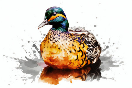 Watercolor with transparent background, animals, birdsの素材