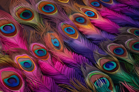 Wallpaper many of colorful peacock feathers, animals, birdsの素材