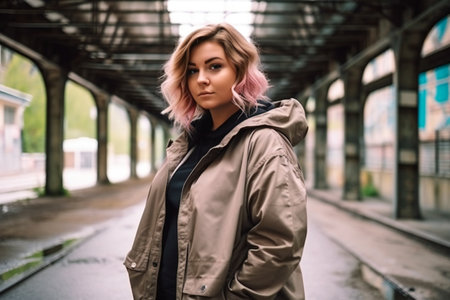 Digital painting beautiful curvy girl posing, people, diversityの素材