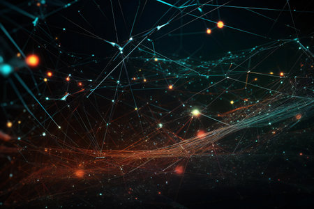 Digital connection dots and lines technology, abstract, planetariumの素材