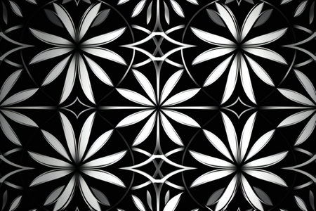 Elegant blode in geometric black and white, nature, flowers & gardensの素材