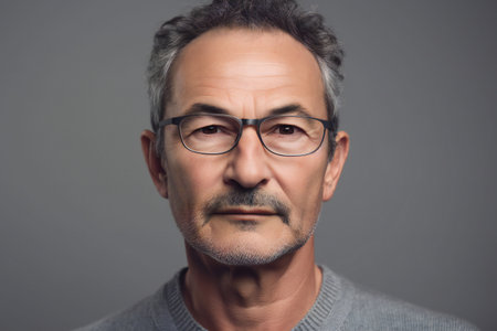 Digital painting confident mature man on grey high quality, people, portraitsの素材