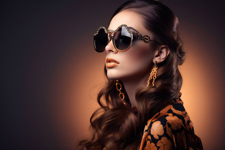 Digital painting model girl wearing stylish sunglasses, people, portraitsの素材