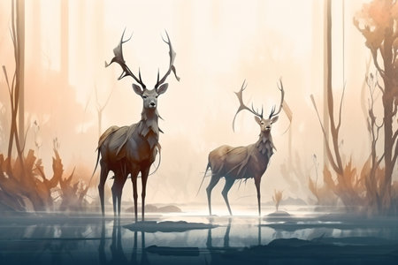 Deer nature wildlife animal walking, animals, wildlifeの素材