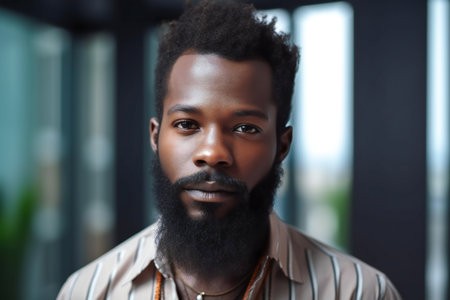 Digital painting head shot of bearded guy with pierce, people, portraitsの素材